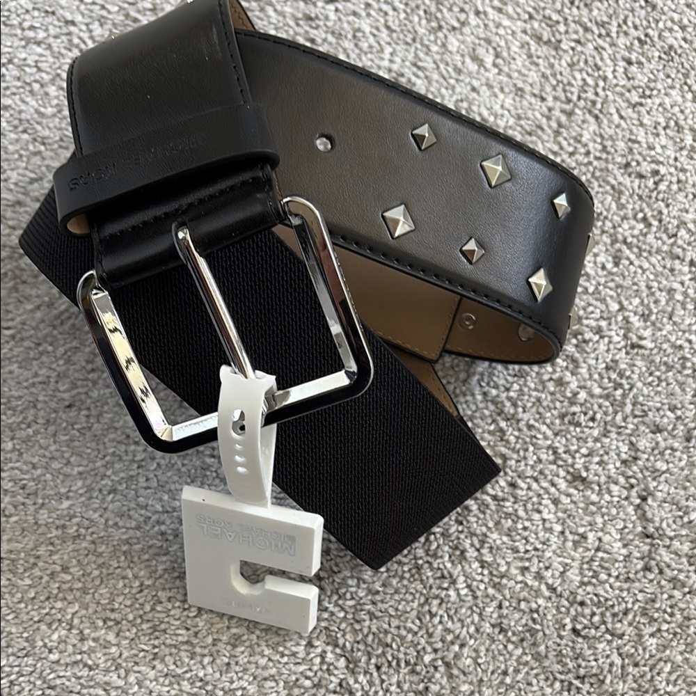 Leather Michael Kors NWT Studded Black Leather Belt size L.
